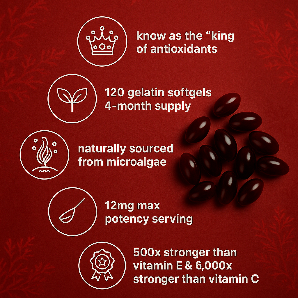 12mg Natural Astaxanthin – Powerful Antioxidant Support